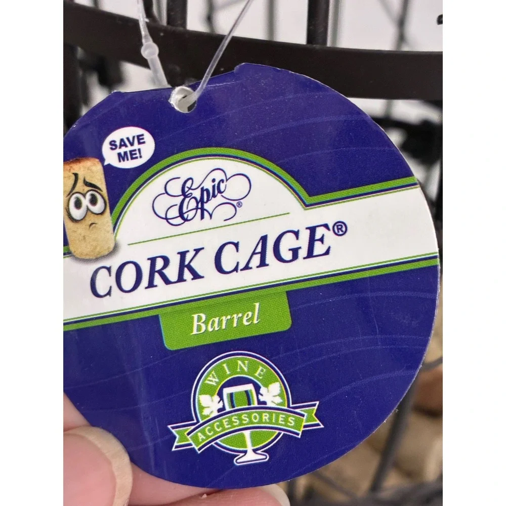Epic Products Cork Cage Barrel Metal Wine Cork Holder Grape Leaf Glass Beads New